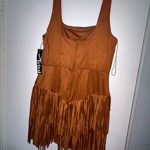 Brown Suede Fringe Dress